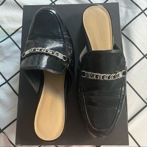 Marc Fisher Black Patent Leather Slides